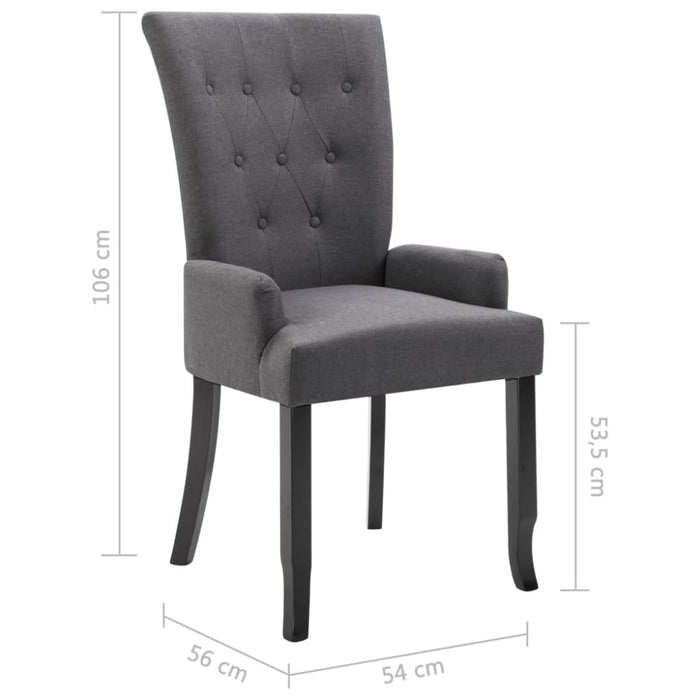 Dining Chairs With Armrests 4 Pcs Dark Grey Fabric Xilkbk