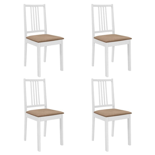 Dining Chairs with Cushions 4 Pcs White Solid Wood Xailtp