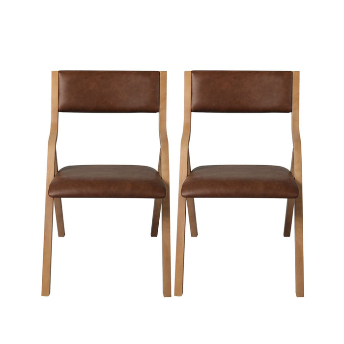 2x Dining Chairs Foldable Pu Leather Kitchen Chair Lounge