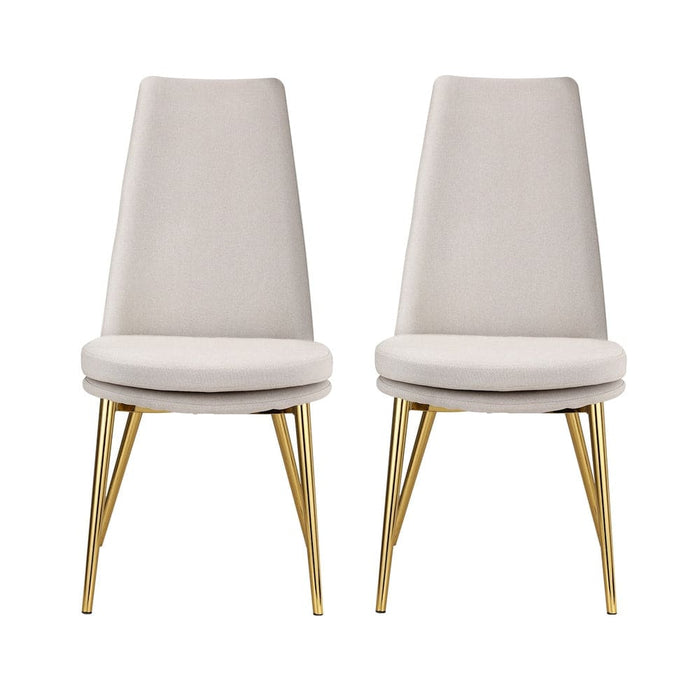 Dining Chairs High - back Beige Set Of 2 Sunnie