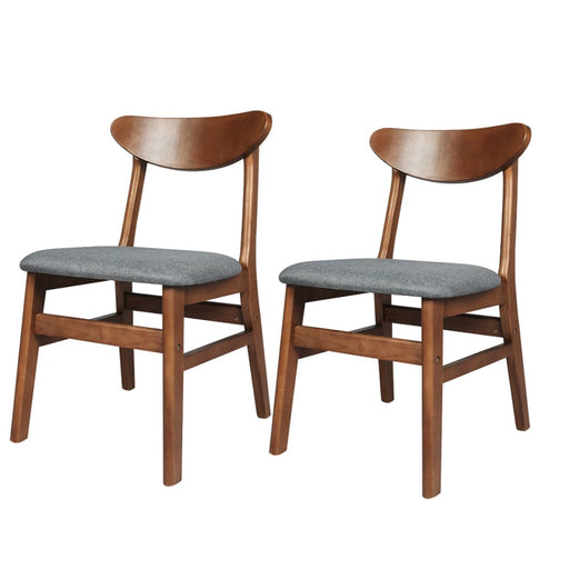 2x Dining Chairs Kitchen Chair Natural Wood Linen Fabric