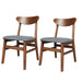 2x Dining Chairs Kitchen Chair Natural Wood Linen Fabric