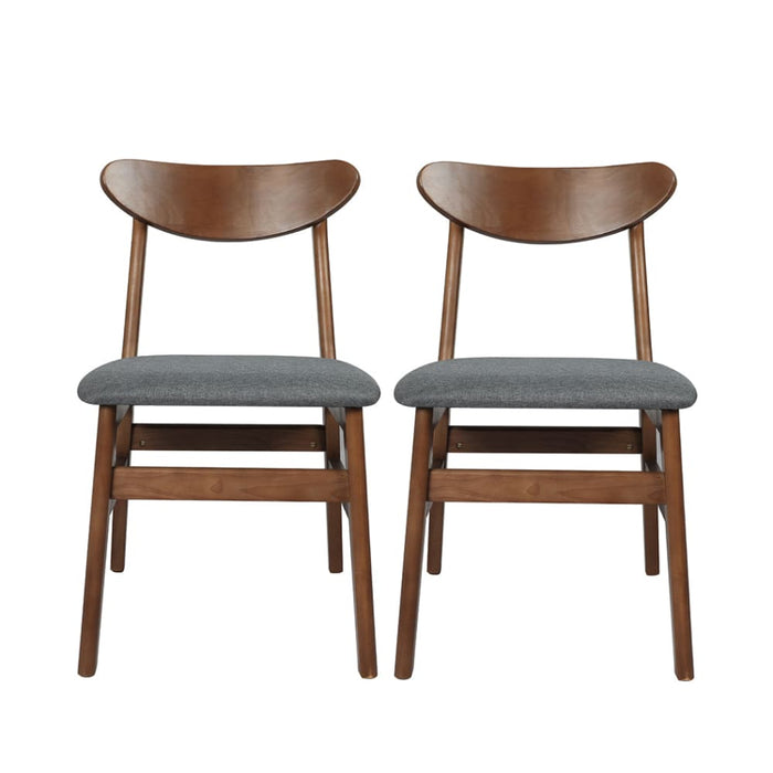 2x Dining Chairs Kitchen Chair Natural Wood Linen Fabric