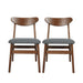 2x Dining Chairs Kitchen Chair Natural Wood Linen Fabric