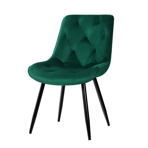 Dining Chairs Kitchen Velvet Padded Seat Set Of 2 Green