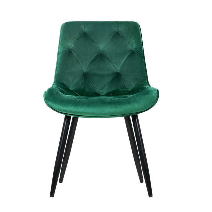 Dining Chairs Kitchen Velvet Padded Seat Set of 2 Green
