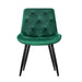Dining Chairs Kitchen Velvet Padded Seat Set of 2 Green