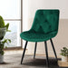 Dining Chairs Kitchen Velvet Padded Seat Set of 2 Green