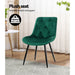Dining Chairs Kitchen Velvet Padded Seat Set of 2 Green