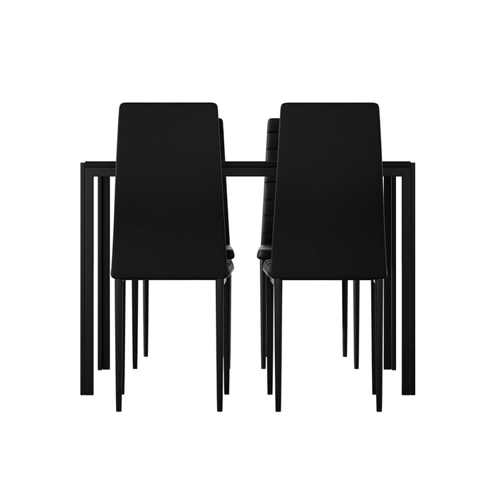 Dining Chairs and Table Set 4 Chair of 5 Wooden Top Black