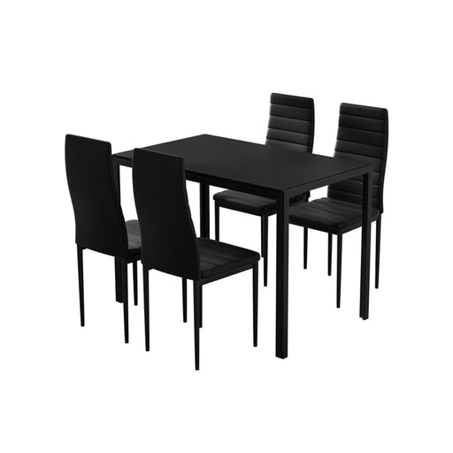 Dining Chairs and Table Set 4 Chair of 5 Wooden Top Black