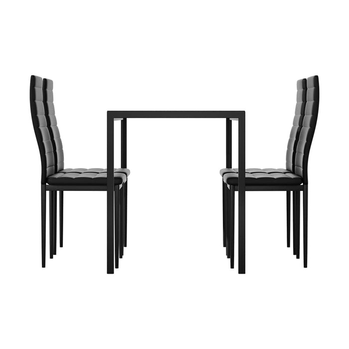 Dining Chairs and Table Set 4 Chair of 5 Wooden Top Black