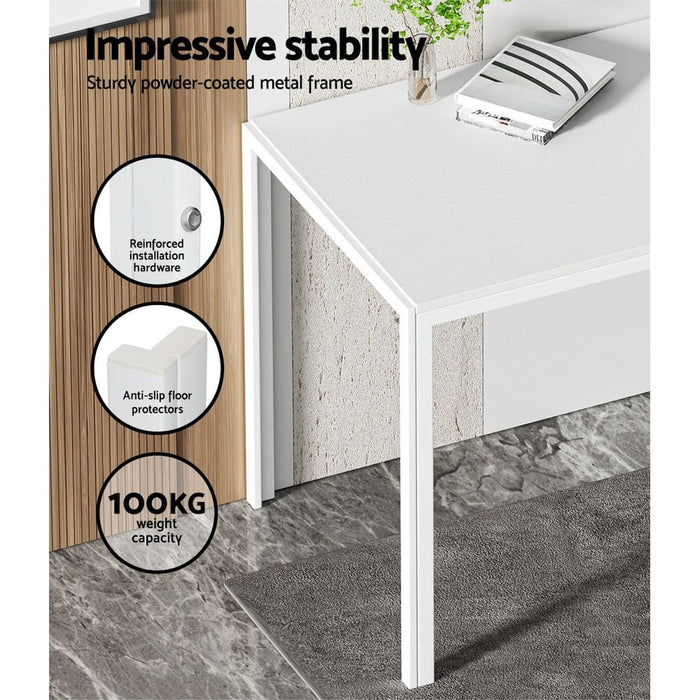 Dining Chairs and Table Set 4 Chair of 5 Wooden Top White