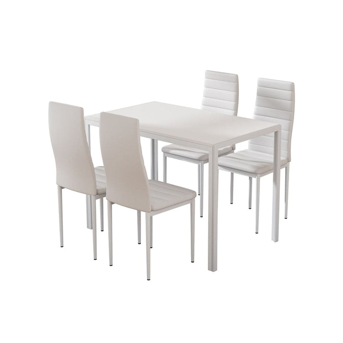 Dining Chairs and Table Set 4 Chair of 5 Wooden Top White