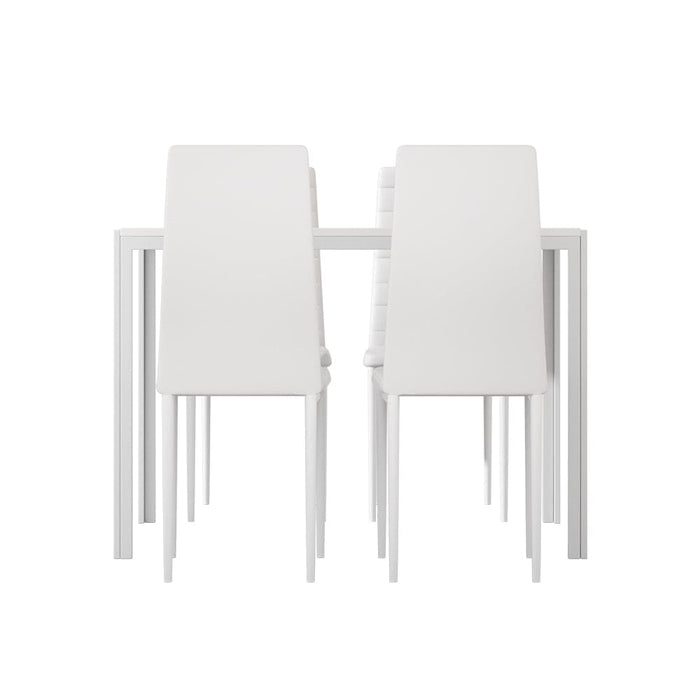 Dining Chairs and Table Set 4 Chair of 5 Wooden Top White