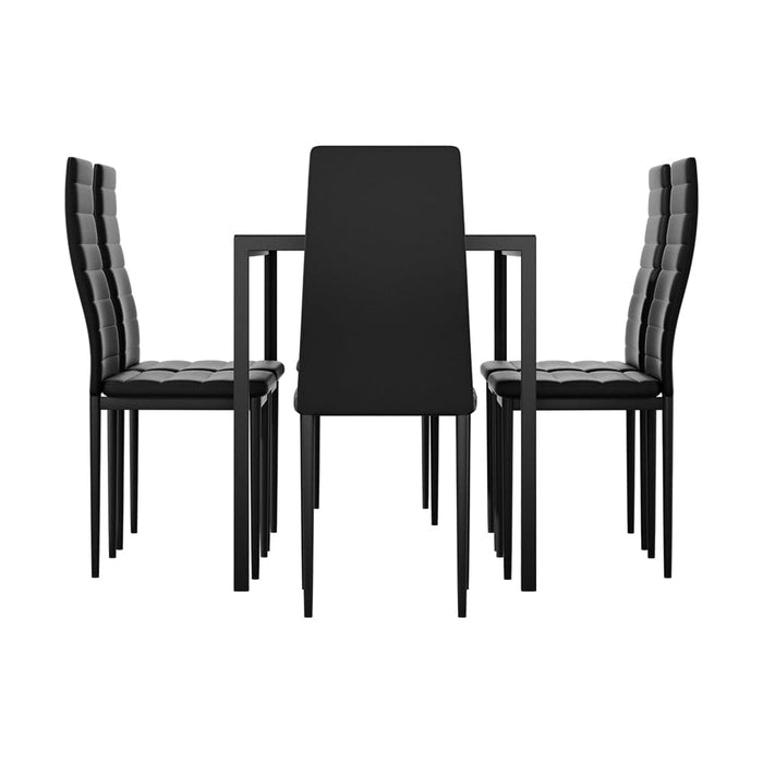 Dining Chairs and Table Set 6 Chair of 7 Wooden Top Black