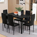 Dining Chairs and Table Set 6 Chair of 7 Wooden Top Black