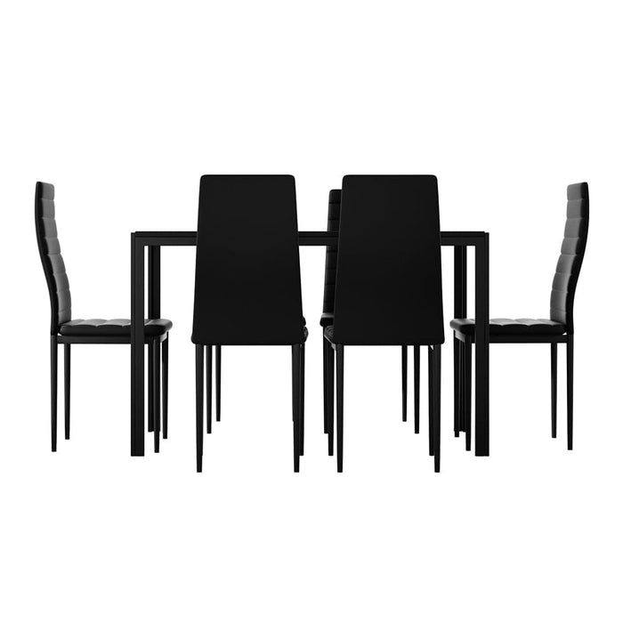 Dining Chairs and Table Set 6 Chair of 7 Wooden Top Black