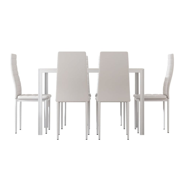 Dining Chairs and Table Set 6 Chair of 7 Wooden Top White