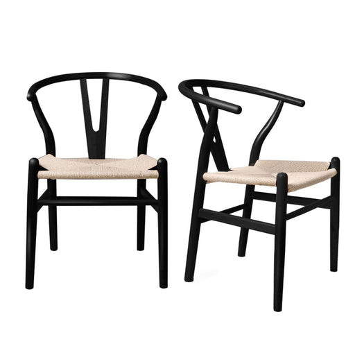 2x Dining Chairs Wooden Hans Wegner Chair Wishbone Cafe