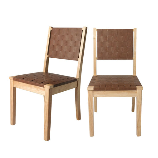 2x Dining Chairs Pu Woven Leather Kitchen Chair Lounge