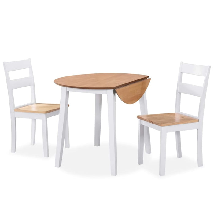 Dining Set 3 Pieces Mdf and Rubberwood White Xiakax