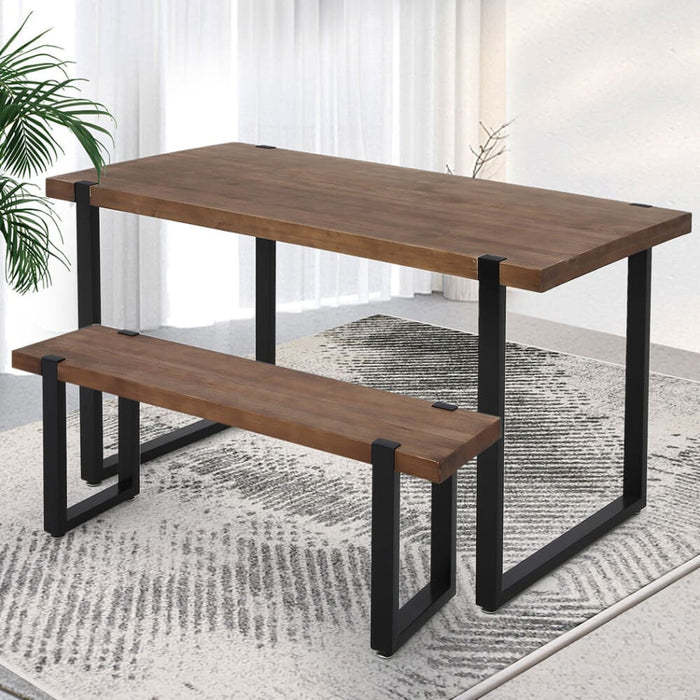 Dining Table Bench Set 2xdining Chairs Industrial Cafe
