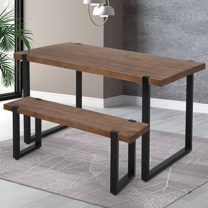 Dining Table Bench Set 2xdining Chairs Industrial Cafe