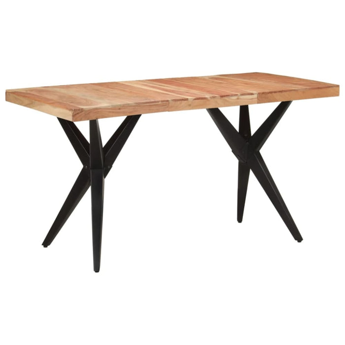 Dining Table Black 140x70x76 Cm Solid Wood Acacia Tpolab