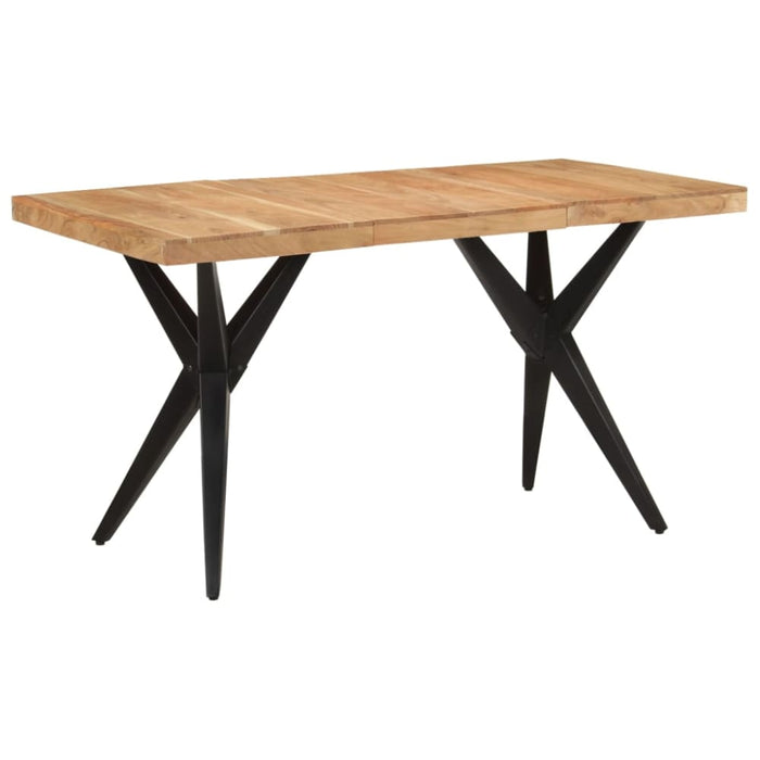Dining Table Black 140x70x76 Cm Solid Wood Acacia Tpolab