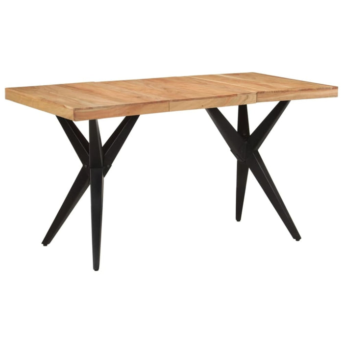 Dining Table Black 140x70x76 Cm Solid Wood Acacia Tpolab