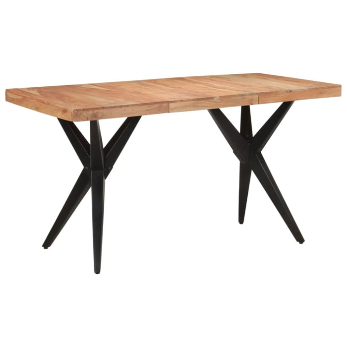 Dining Table Black 140x70x76 Cm Solid Wood Acacia Tpolab