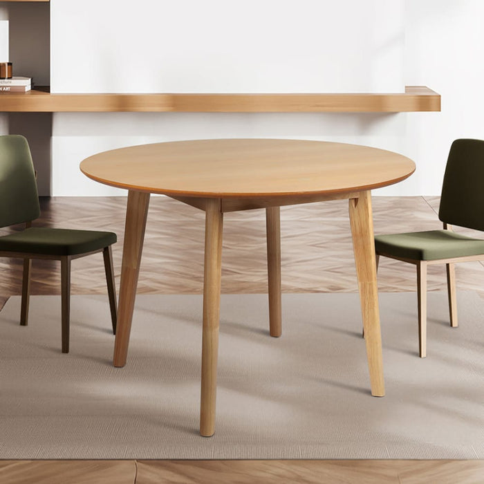 Dining Table Round Rubberwood Base 100cm Natural 100 Cm