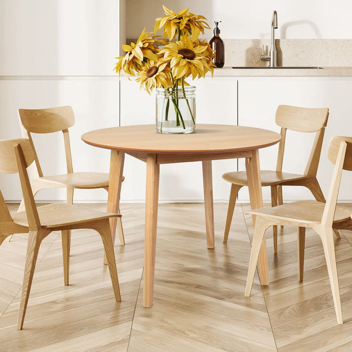 Dining Table Round Rubberwood Base 100cm Natural 100 Cm