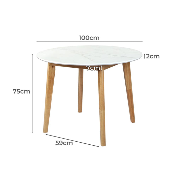 Dining Table Round Rubberwood Base 100cm White 100 Cm