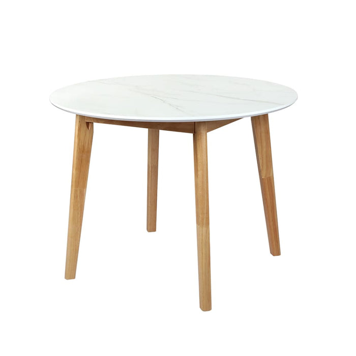 Dining Table Round Rubberwood Base 100cm White 100 Cm
