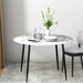 Dining Table Round Wooden with Marble Effect Metal Legs