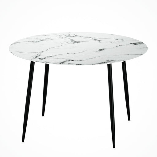 Dining Table Round Wooden With Marble Effect Metal Legs