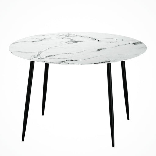 Dining Table Round Wooden with Marble Effect Metal Legs