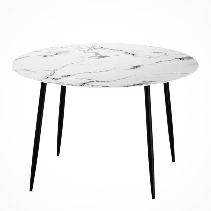 Dining Table Round Wooden with Marble Effect Metal Legs