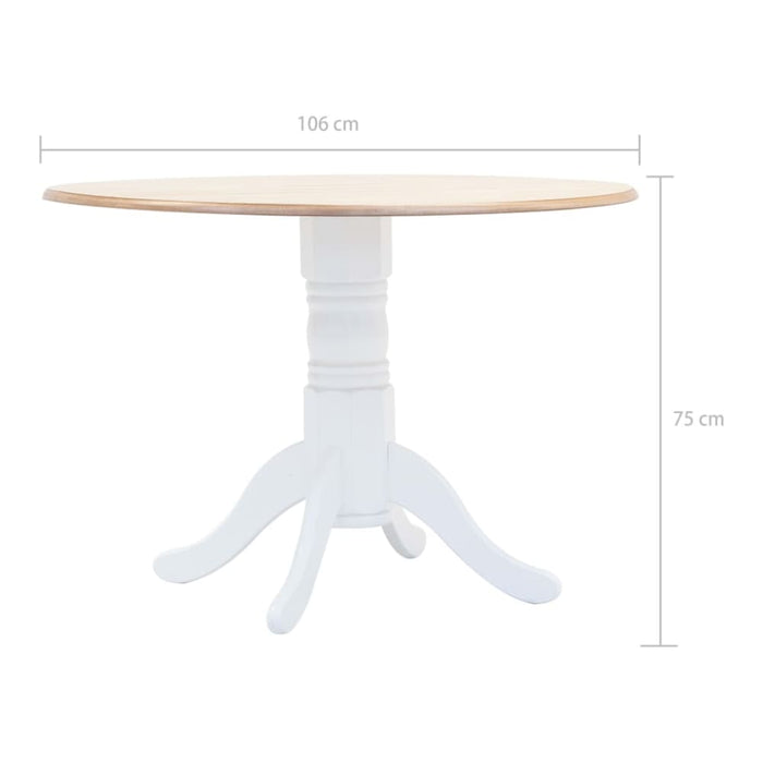 Dining Table White and Brown 106 Cm Solid Rubber Wood Xaitpa