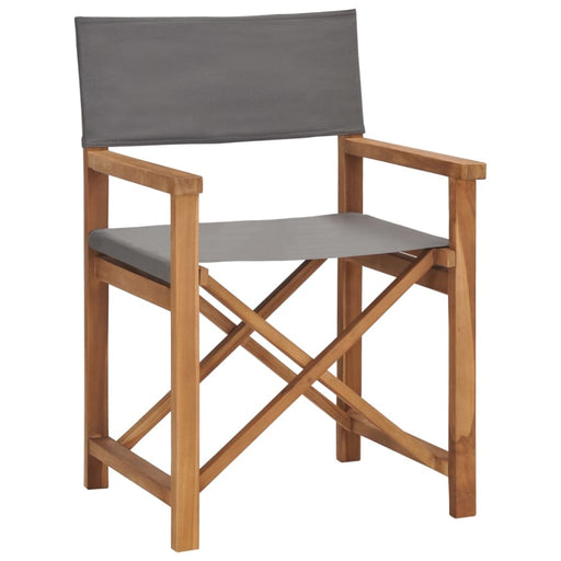 Director’s Chair Solid Teak Wood Grey Aiaoo