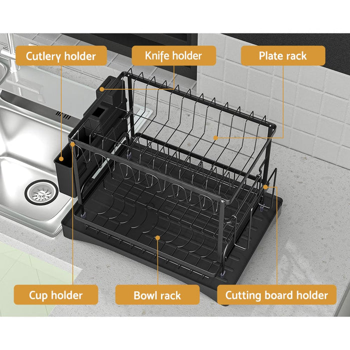 Dish Rack Expandable Drying Drainer Cutlery Holder Tray