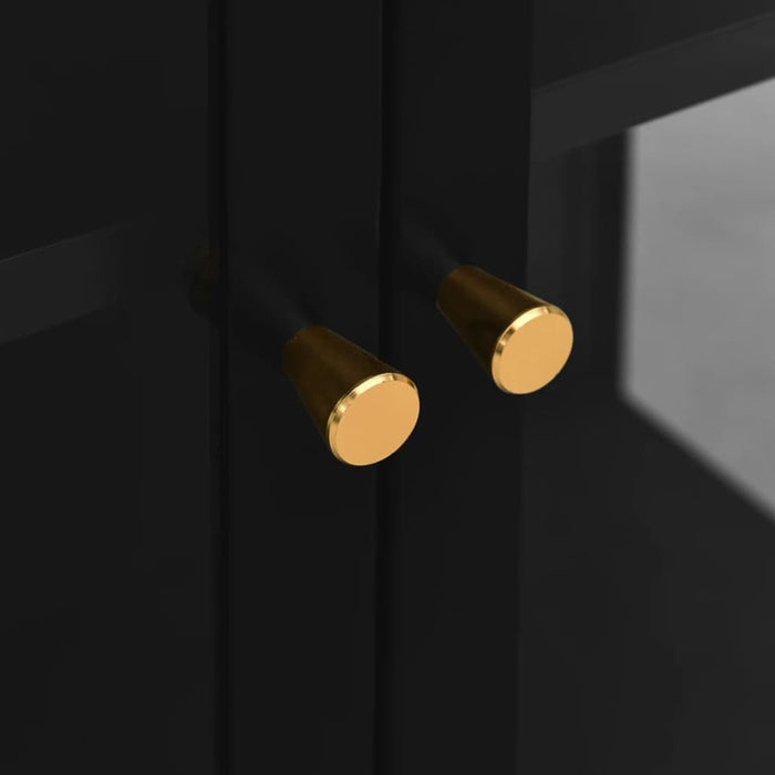 Display Cabinet Black 90x40x180 Cm Steel and Tempered Glass