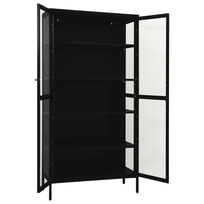 Display Cabinet Black 90x40x180 Cm Steel and Tempered Glass