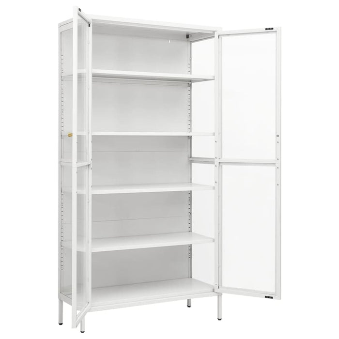Display Cabinet White 90x40x180 Cm Steel and Tempered Glass