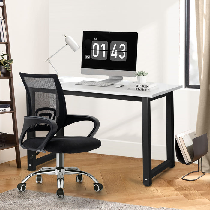 Home Office Desk And Chair Set Bk & Wh Computer Desk Mesh Office Chair