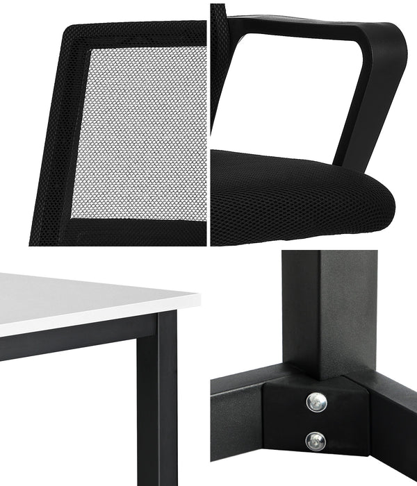 Home Office Desk And Chair Set Bk & Wh Study Work Gaming Computer Table