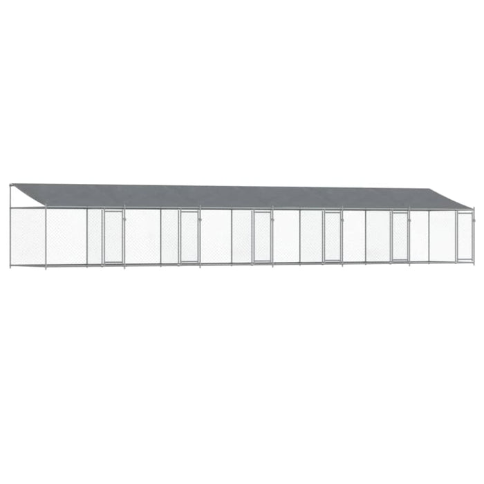Dog Cage with Roof and Doors Grey 12x2x2 m Galvanised Steel
