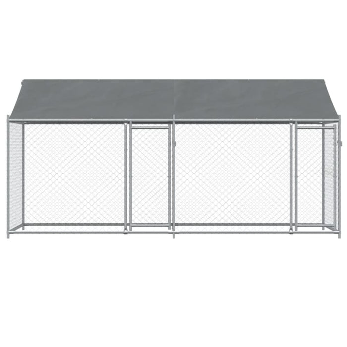 Dog Cage with Roof and Doors Grey 4x2x2 m Galvanised Steel